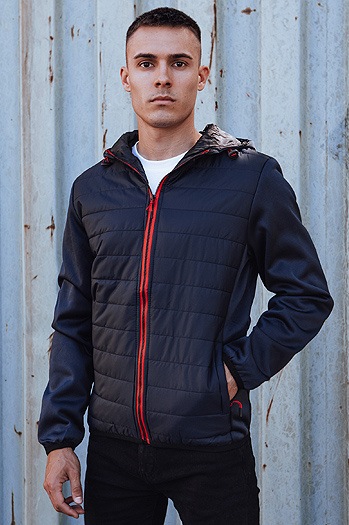 Herren Übergangsjacke mit gesteppter Kapuze navy blau Dstreet TX4861