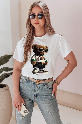 Damen Teddybär T-shirt weiß Dstreet RY2862