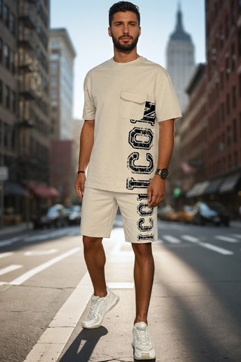 Herren-Set khaki bedruckt Dstreet AX0801