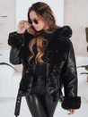 Damen Winterjacke Leder Ramoneskin mit Fell schwarz Dstreet TY5119