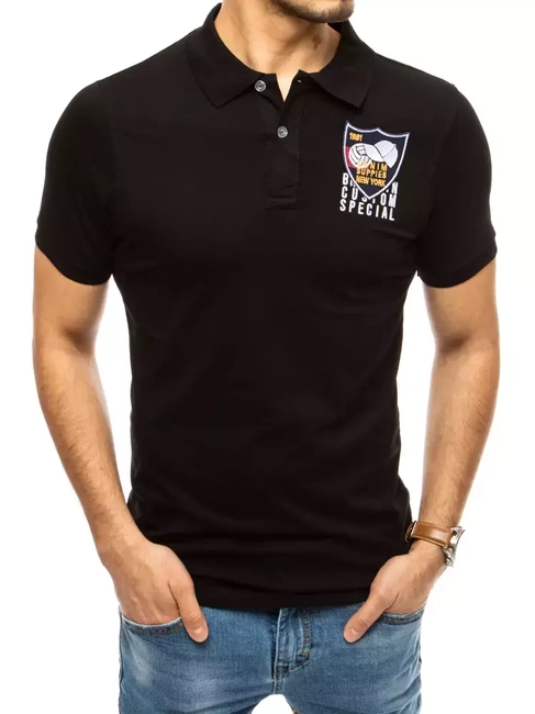 Herren Poloshirt mit Stickerei Schwarz Dstreet PX0389