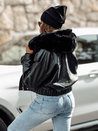 Damen Übergangsjacke MARLEN Leder mit Fell schwarz Dstreet TY4695