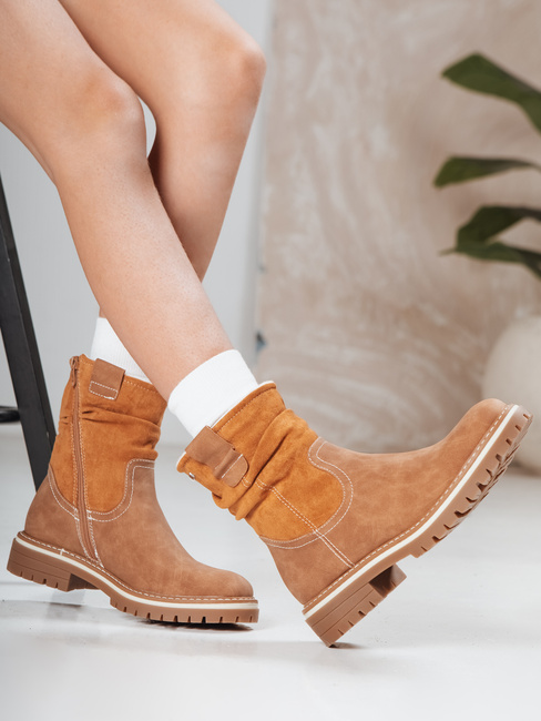 Damen Wildleder Kamel Stiefel Dstreet ZY1278