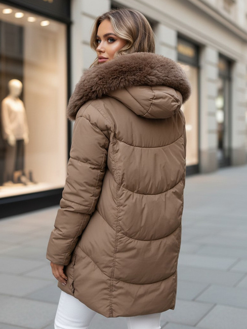 Damen Winterjacke MORISIO lang gesteppt mit Kapuze beige Dstreet TY5183