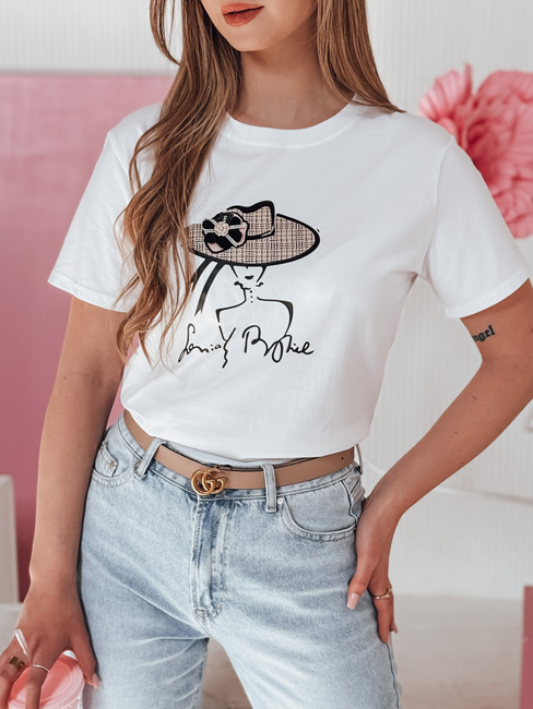 Bedrucktes Damen-T-Shirt WOMANPOW weiß Dstreet RY2804