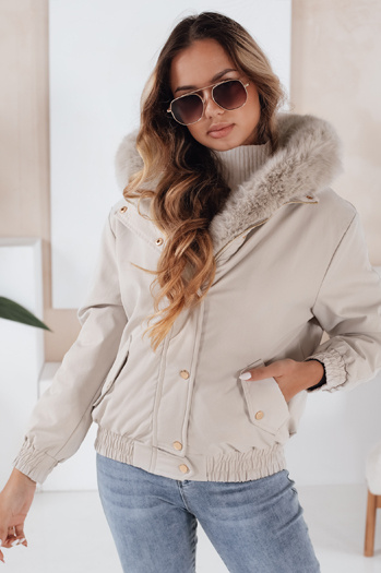 Damen Winterjacke VESSADA kurz mit Fell hellbeige Dstreet TY5062