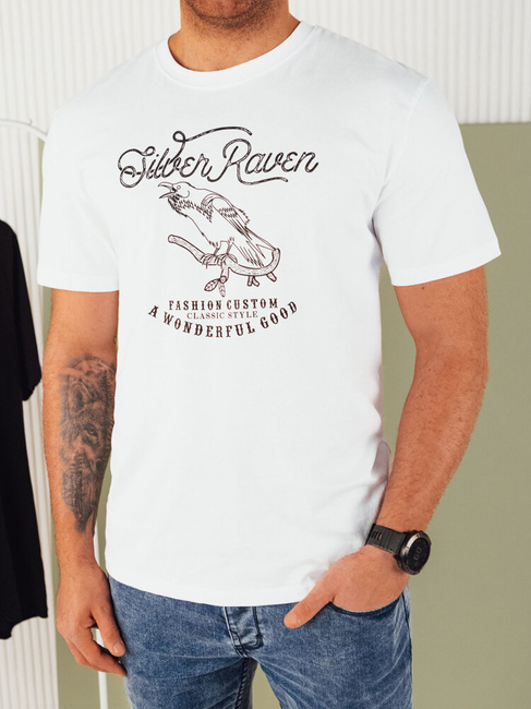 Herren T-shirt mit Aufdruck Farbe Weiß DSTREET RX5362