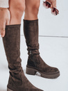 Damenstiefel aus Wildleder mit dicker Sohle braun Dstreet ZY1110