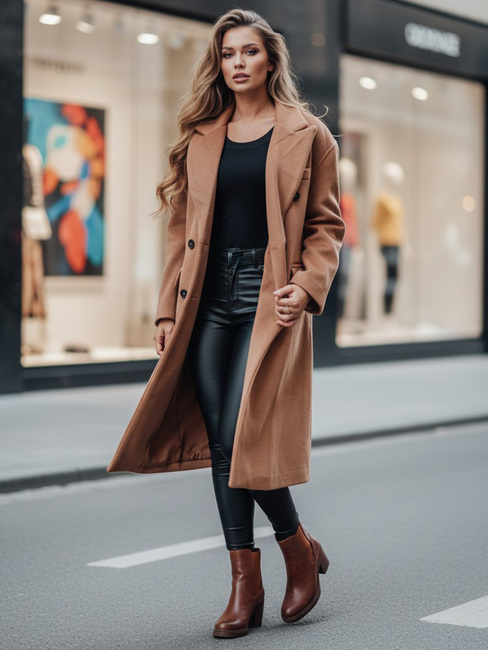 Damen Wintermantel lang Übergröße camel Dstreet NY0766z