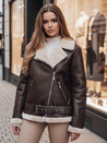 Damen NORFDIMA Lederjacke mit Schafsfell Mantel Kaffee Dstreet TY4736z