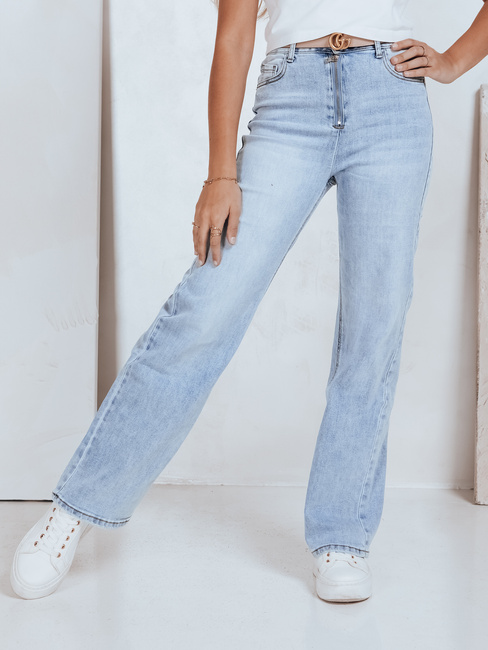 Damen Jeans mit weitem Bein und hoher Taille hellblau Dstreet UY2786