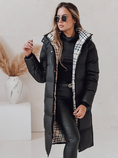 WINTERMISS Damen Winter lange Steppjacke mit Kapuze schwarz Dstreet TY4967