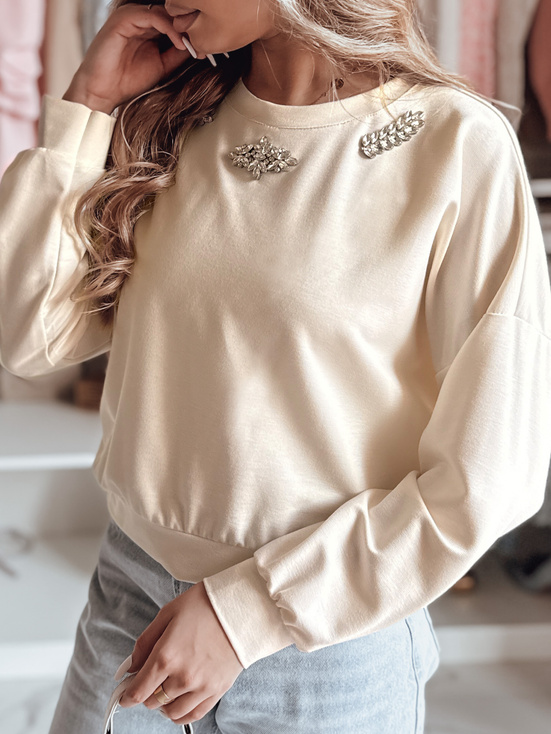 Damen Einheitsgröße Langarm Bluse CRYSTALIA hellbeige Dstreet RY2767