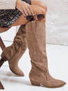 Damen Wildleder Cowboystiefel beige Dstreet ZY1154