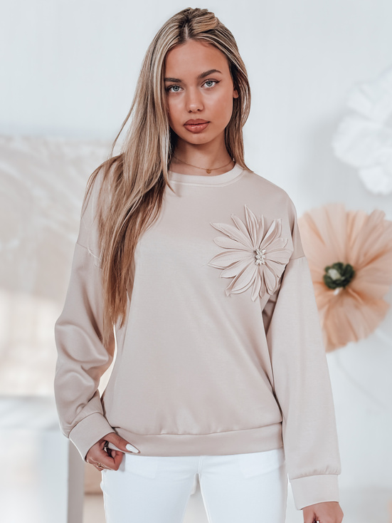 Damen Sweatshirt FLORINE in Übergröße beige Dstreet RY2766