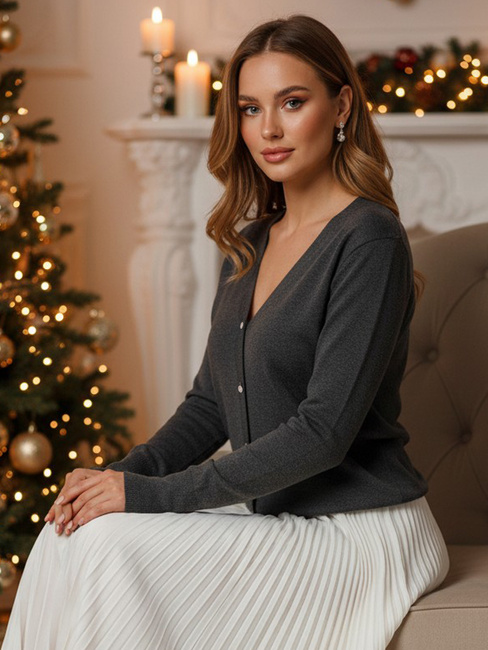 CHICGLOW Damen Strickjacke dunkelgrau Dstreet MY2498z