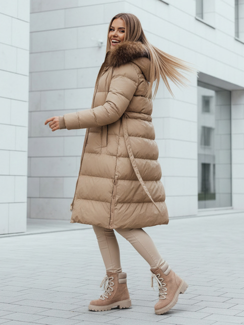 Gesteppte Damen-Winterjacke mit Fell STYLEBELLA beige Dstreet TY4609
