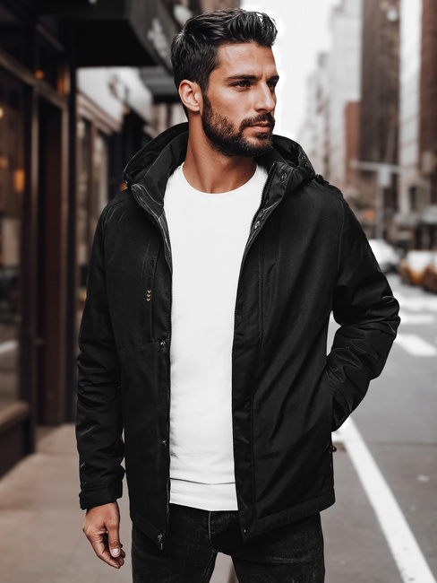 Herren Übergangsjacke mit Kapuze schwarz Dstreet TX4997