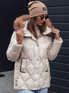Damen Winterjacke LUMORE gesteppt mit Kapuze hellbeige Dstreet TY4724