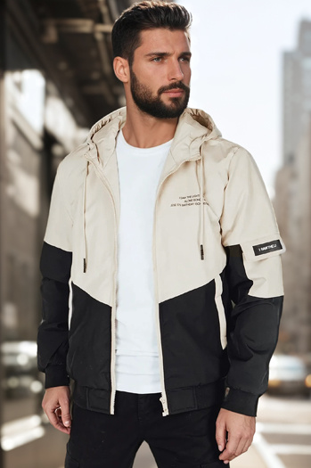 Herren Übergangsjacke mit Kapuze beige Dstreet TX5027