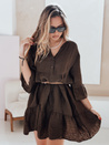 LYVONNE Sommer Musselin Kleid dunkelbraun Dstreet EY2617
