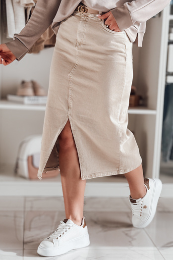 Midi-Denim-Rock mit Schlitz MIDIWAY beige Dstreet CY0479