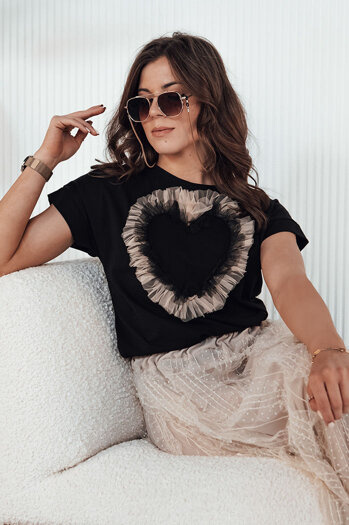 Damen TICKER T-shirt schwarz Dstreet RY2344