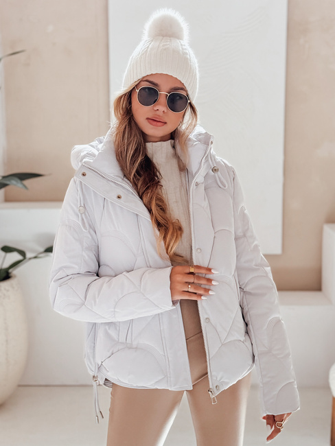 Damen Winterjacke LOVEWARM kurz gesteppt mit Kapuze weiß Dstreet TY5042