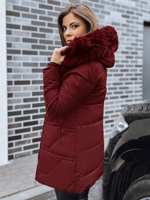 Damen Steppjacke mit Pelz bordeauxfarben Dstreet TY5396