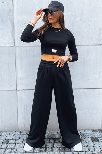 Damen Set aus weiter Hose und Crop Top ASTRAL ALLURE schwarz Dstreet AY0920