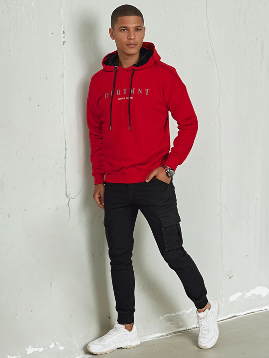 Herren Sweatshirt mit Aufdruck Farbe Rot DSTREET BX5681