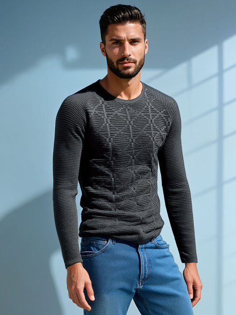 Anthrazitfarbener Herren-Pullover WX2305
