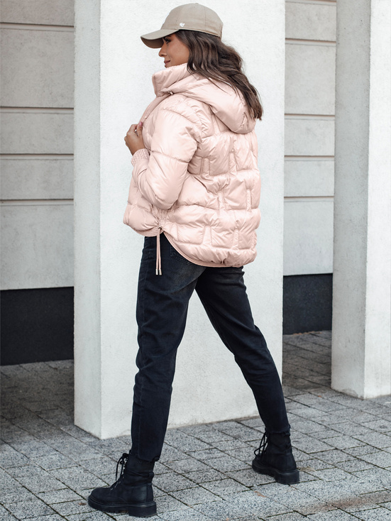 Damen FASHWARM kurze Steppjacke mit Kapuze rosa Dstreet TY4641