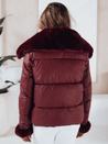 Kurze Damen-Steppjacke mit Pelz in Burgunderrot Dstreet TY5071