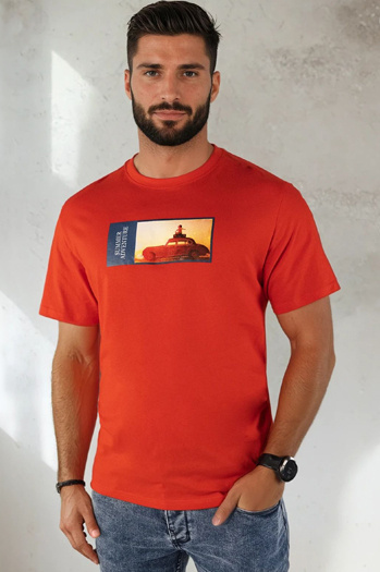 Herren T-shirt mit Aufdruck Farbe Orange DSTREET RX5486
