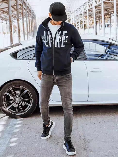 Herren Sweatshirt mit Aufdruck Dunkelblau Dstreet BX5412