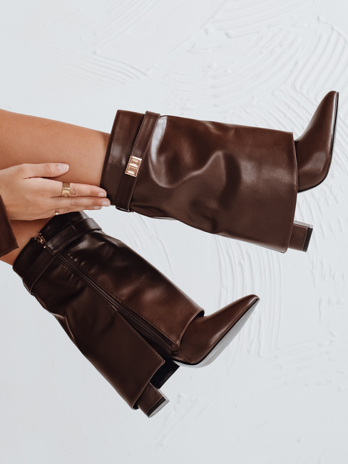 Damen Stöckelschuhe mit breitem Schaft braun Dstreet ZY1117
