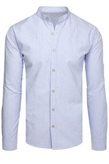 Herren Langarmhemd mit schmalem Kragen blau Dstreet DX2662