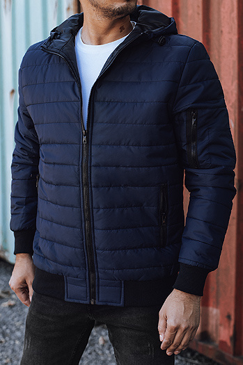 Herren Übergangsjacke mit gesteppter Kapuze navy blau Dstreet TX4936
