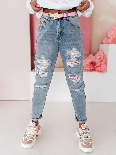 Damen Denim Mom Fit Hose mit Löchern MOMVIBE blau Dstreet UY2459