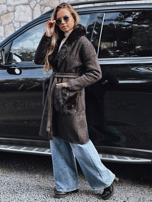 Damen Pelzmantel braun Dstreet TY5229