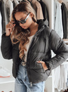 Damen kurze GLAMVO Daunenjacke mit Kapuze schwarz Dstreet TY4950