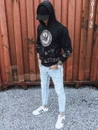 Herren Kapuzenpullover mit Aufdruck Schwarz Dstreet BX5326