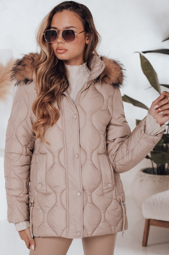 Damen Winterjacke LUMORE gesteppt mit Kapuze beige Dstreet TY5011