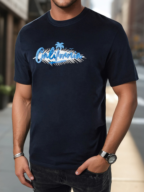 Bedrucktes navyblaues Herren-T-Shirt Dstreet RX5372