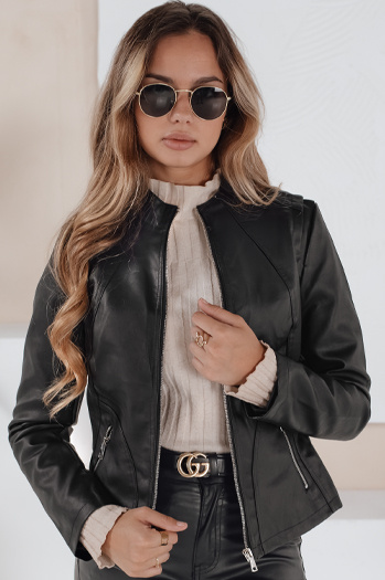 Damen Leder Ramones Jacke schwarz Dstreet TY5201