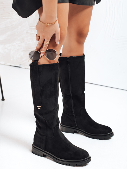 Damen Wildleder schwarz Stiefel Dstreet ZY1159