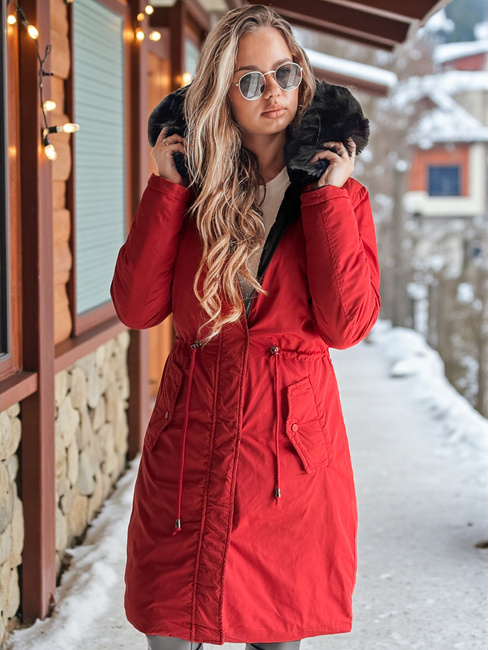 Damen Winterparka TRENDNEL Wendekapuze rot Dstreet TY4588