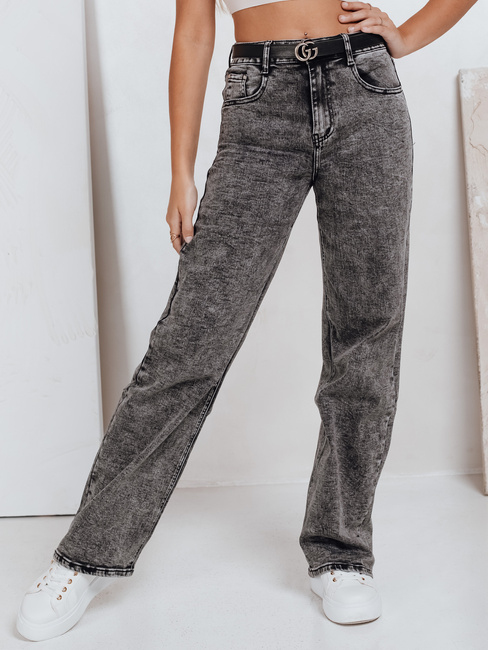 Damen Jeans mit weitem Bein schwarz Dstreet UY2747