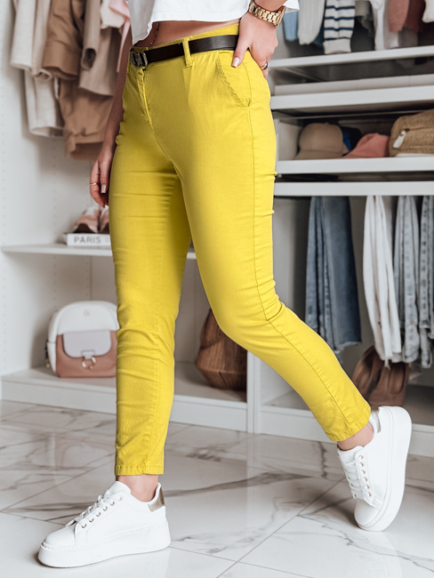 Damen Slim Fit Hose mit Gürtel LINESKA senf Dstreet UY2579